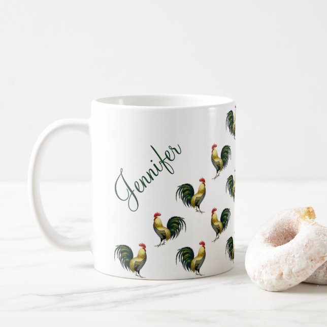 Taza De Café Nombre personalizado del patrón de galerías de anu (Con donut)