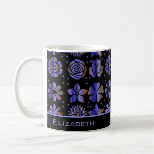 Taza De Café Nombre personalizado del patrón floral sin soldadu
