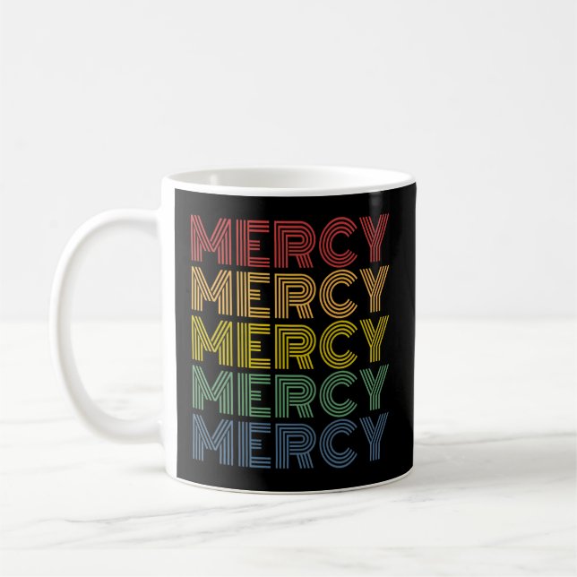 Taza De Café Nombre personalizado del patrón Mercy Wordmark (Izquierda)