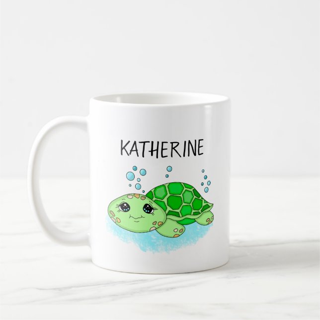 Taza De Café Nombre personalizado del Personalizado de tortuga (Izquierda)