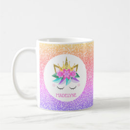 Taza De Café Nombre personalizado del Purpurina arcoiris de la 