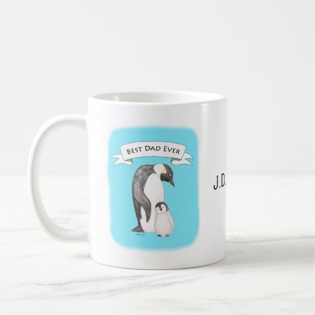 Taza De Café Nombre personalizado del regalo de pingüino del Dí (Izquierda)