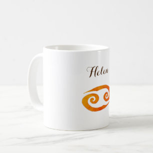 Taza De Café Nombre personalizado del Rótulo Zodiac del cáncer 