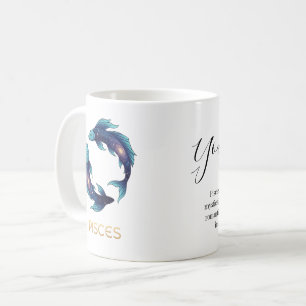 Taza De Café "Nombre personalizado del signo zodiacal Piscis y