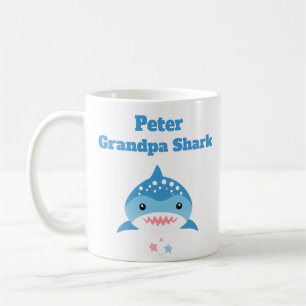 Taza De Café Nombre personalizado del tiburón del abuelo person