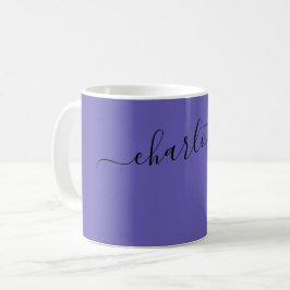 Taza De Café Nombre Personalizado Elegante Color Azul Violeta O