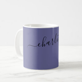Taza De Café Nombre Personalizado Elegante Color Gris Azul Oscu