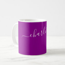 Taza De Café Nombre Personalizado Elegante Color Magenta Oscuro