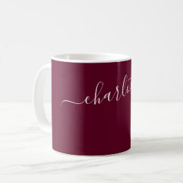 Taza De Café Nombre personalizado elegante de color burgundy os