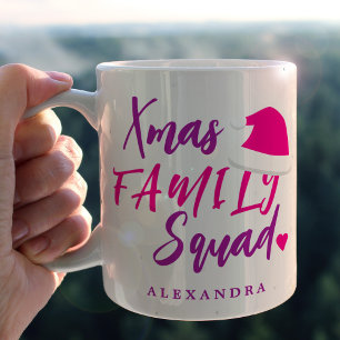Taza De Café Nombre personalizado en rosa escritura familiar de