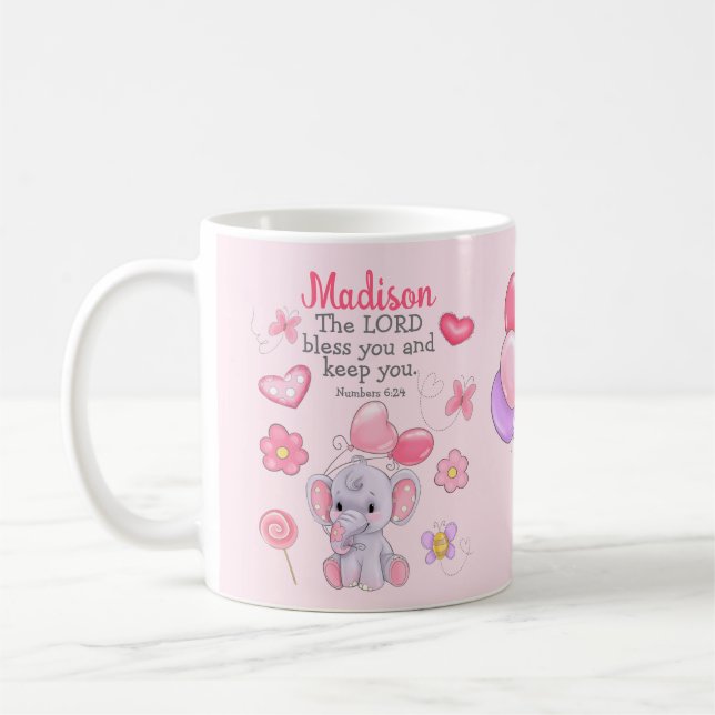 Taza De Café Nombre personalizado Escritura cristiana bendicien (Izquierda)