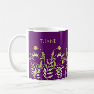 Taza De Café Nombre personalizado Escritura de acuarela de flor