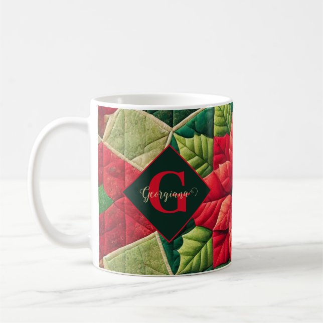 Taza De Café Nombre Personalizado Festividad Patchwork Floral P (Izquierda)