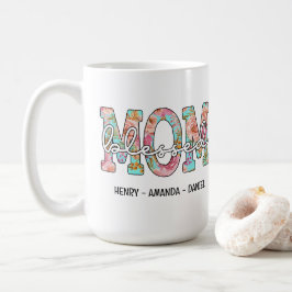 Taza De Café Nombre personalizado Floral Blessed Mom