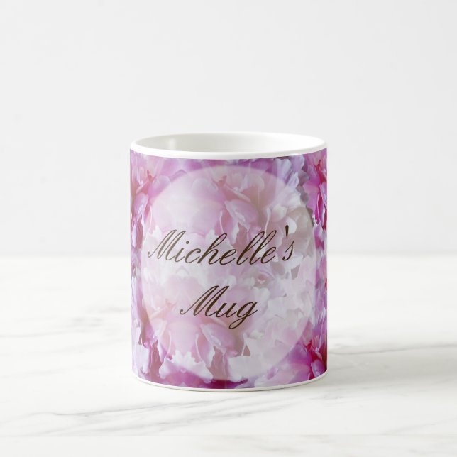 Taza De Café Nombre personalizado Flores rosas Mug (Centro)