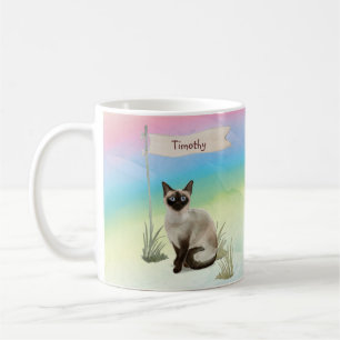 Taza De Café Nombre personalizado gato siamés mascota