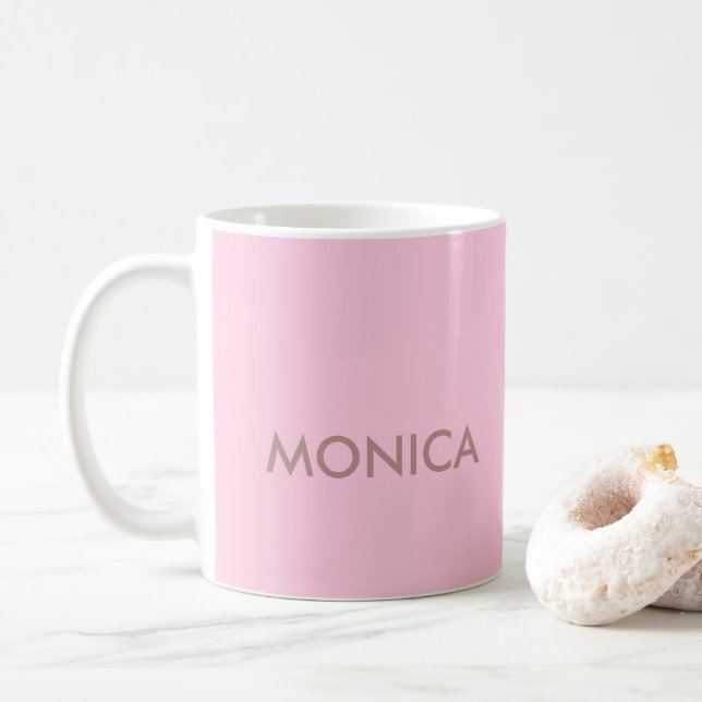 Taza De Café Nombre personalizado giratorio rosa (Con donut)