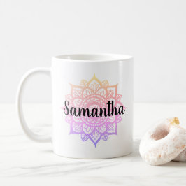 Taza De Café Nombre personalizado Girel Pastel Mandala Mug