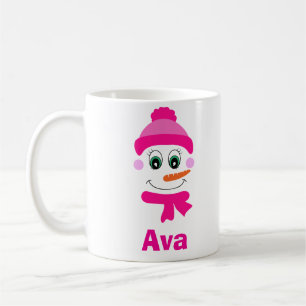 Taza De Café Nombre personalizado Gorra y bufanda de Snowgirl P