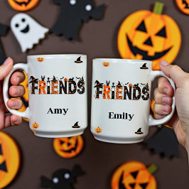 Taza De Café Nombre personalizado gráfico de amigos de Hallowee