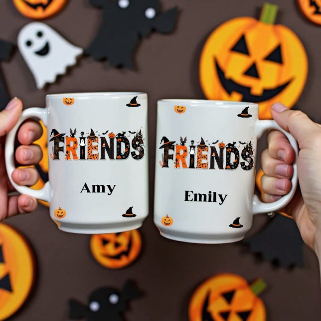 Taza De Café Nombre personalizado gráfico de amigos de Hallowee (Subido por el creador)