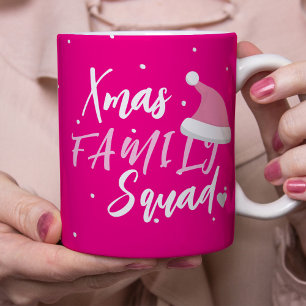 Taza De Café Nombre personalizado guión familiar Navidad rosa