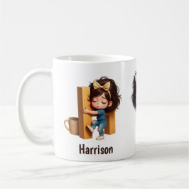 Taza De Café Nombre Personalizado & H Personaje de Plaid Mañana