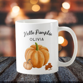 Taza De Café Nombre personalizado Hola Calabaza Spin Cosy Caída