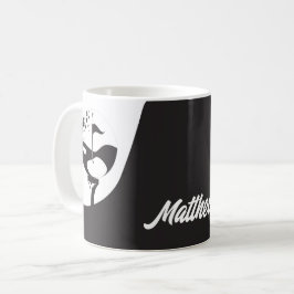 Taza De Café Nombre personalizado Hola Golf blanco y negro