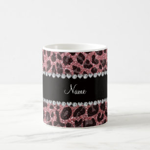 Taza De Café Nombre personalizado impresión de leopardo de purp