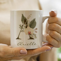 Nombre personalizado inicial A Boho Floral Orquest