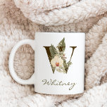 Taza De Café Nombre personalizado inicial de W Boho Floral Orqu<br><div class="desc">Un tazón de café personalizado con una letra bohemia "W" monograma,  con ilustraciones decorativos de orquídea y hojas de palma. Personalizar fácilmente con tu nombre o crea un regalo único para tus seres queridos.</div>