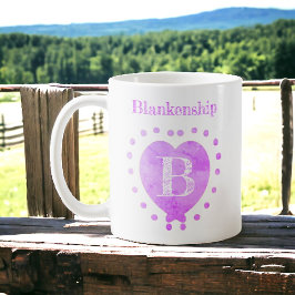 Taza De Café Nombre personalizado inicial Polka Dot Purple Hear