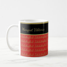 Taza De Café Nombre Personalizado Jólabókaflóč Negro Rojo