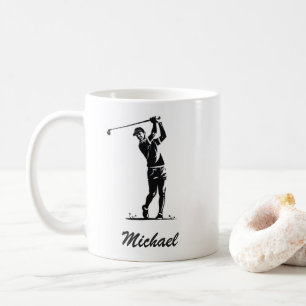 Taza De Café Nombre Personalizado Jugador de Golf Golfista Golf