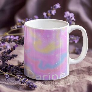 Taza De Café Nombre personalizado l colorido esparkles Rainbow