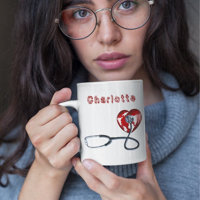 Taza De Café Nombre personalizado l Enfermero médico de Stethos (Subido por el creador)
