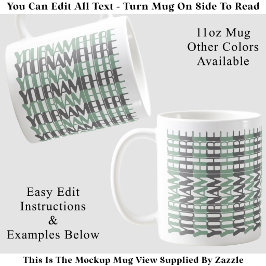 Taza De Café Nombre personalizado largo verde mensaje oculto pe