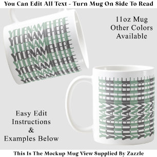 Taza De Café Nombre personalizado largo verde mensaje oculto pe