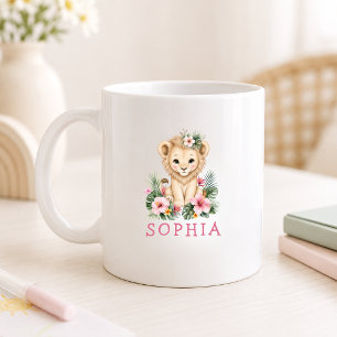 Taza De Café Nombre personalizado León bebé Safari Jungla