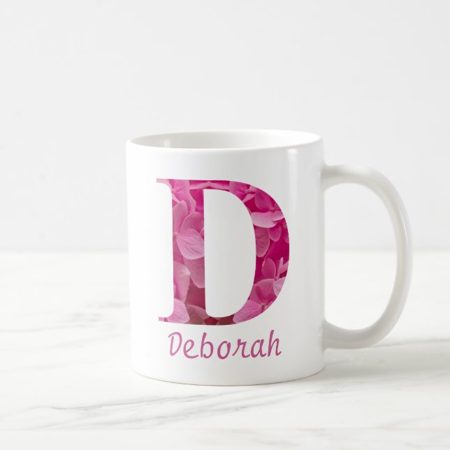 Taza De Café Nombre personalizado Letra rosa floral alfabeta "D (Derecha)