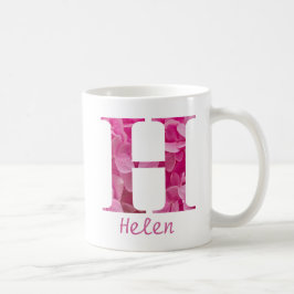 Taza De Café Nombre personalizado Letra rosa floral alfabeta "H