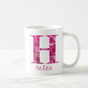 Taza De Café Nombre personalizado Letra rosa floral alfabeta "H