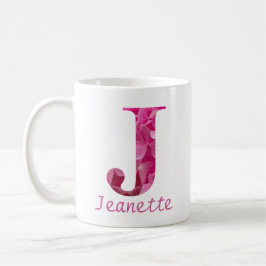 Taza De Café Nombre personalizado Letra rosa floral alfabeta "J