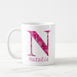Taza De Café Nombre personalizado Letra rosa floral alfabeta "N