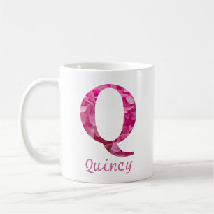 Taza De Café Nombre personalizado Letra rosa floral alfabeta "Q