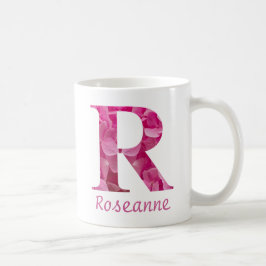 Taza De Café Nombre personalizado Letra rosa floral alfabeta "R