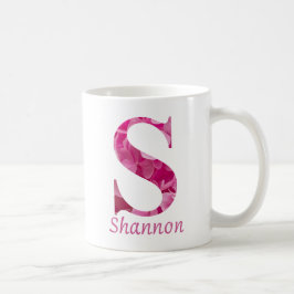 Taza De Café Nombre personalizado Letra rosa floral alfabeta "S