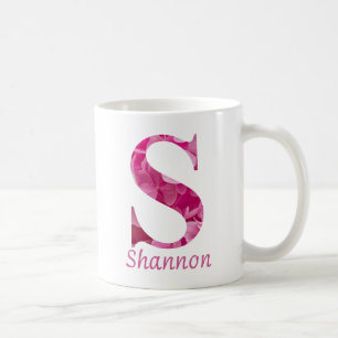 Taza De Café Nombre personalizado Letra rosa floral alfabeta "S