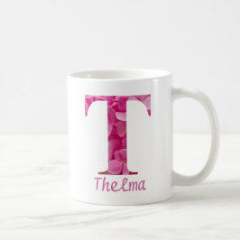 Taza De Café Nombre personalizado Letra rosa floral alfabeta "T